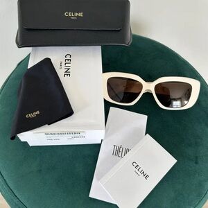 Celine Triomphe 04 Sunglasses, Ivory.